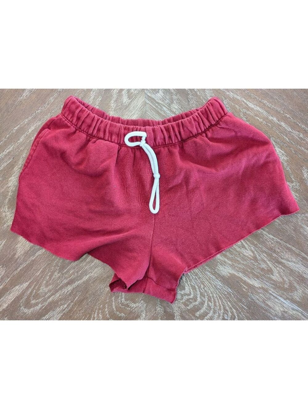Cutoff Knit Burgundy Drawstring Shorts